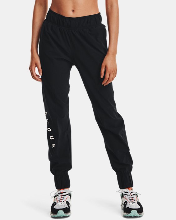 Women's UA Woven Branded Pants in Black image number 0